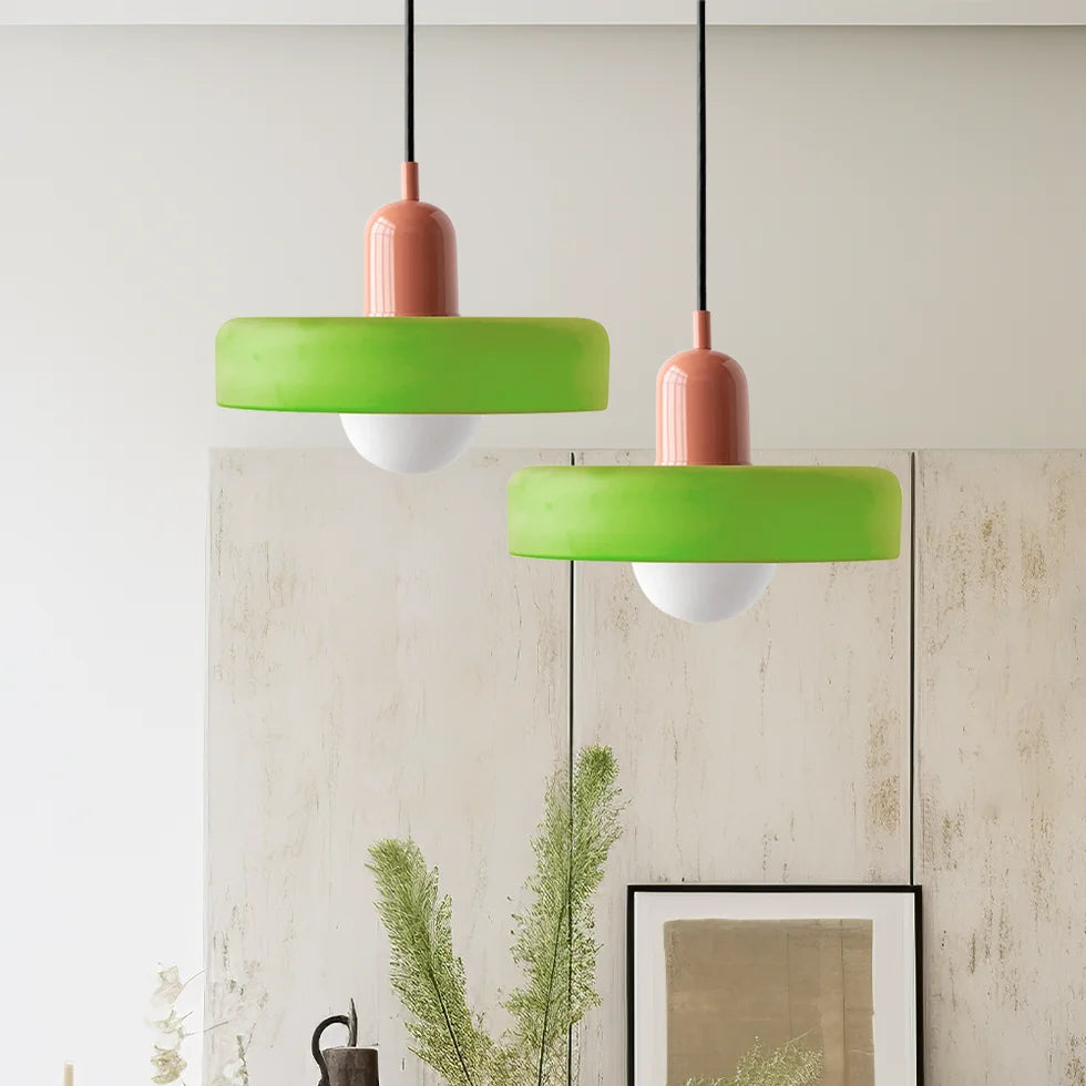 Bauhaus Colored Glass Pendant Light