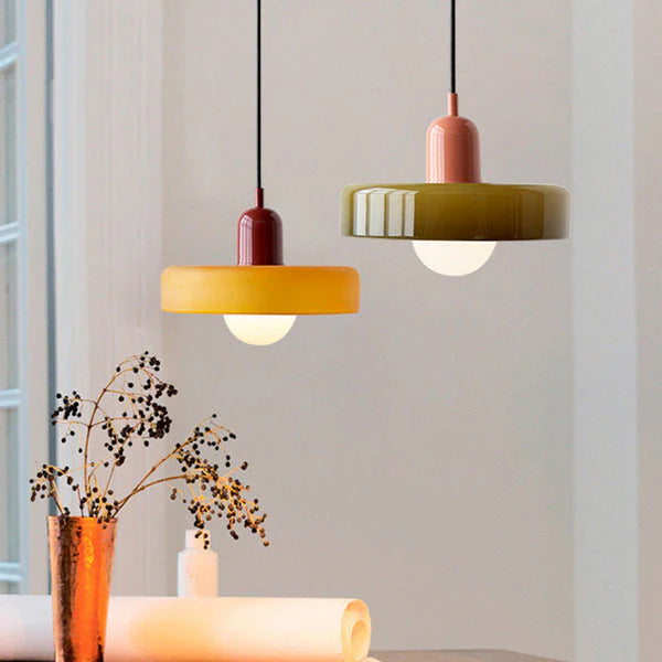 Bauhaus Colored Glass Pendant Light